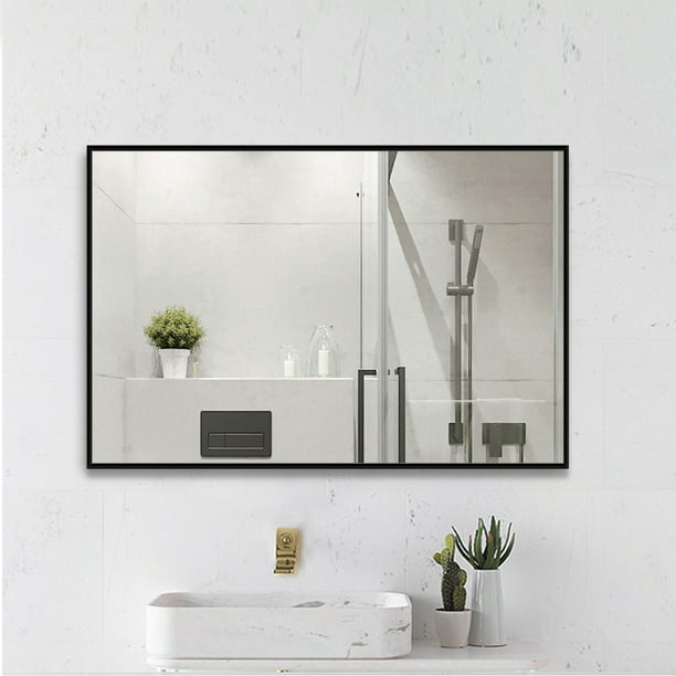 Neutype 38 X 26 Black Bathroom Mirror, Modern Matte Black Bathroom Mirror