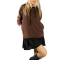thumbnail image 5 of Jess by Meiko Women's Dress Long Sleeves Double Layer Hooded Pullover Casual Dress XS Brown, 5 of 7