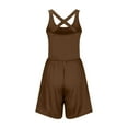 thumbnail image 6 of Tennis Romper for Women Summer Workout Jumpsuit Racerback Slimming Stretch Wide Leg Jumpsuits Golf Yoga Gym, Coffee, S, 6 of 7