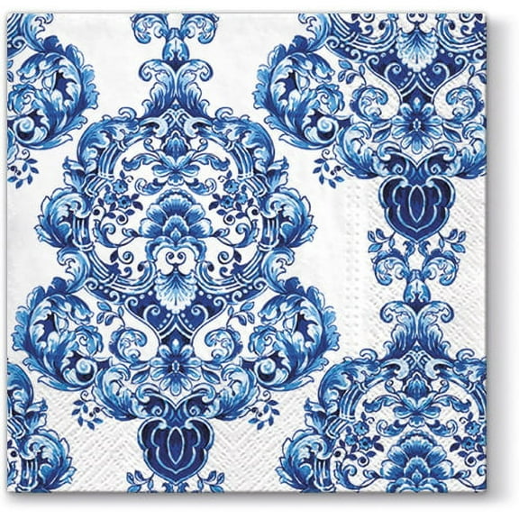 Blue Napkins PORCELAINE ORNAMENT 40pcs Lunch Napkins, Nautical Paisley Paper Napkins, Disposable Napkins Decorative