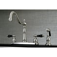 thumbnail image 2 of Kingston KB1758PKLBS Duchess Two-Handle 4-Hole 8" Centerset Kitchen Faucet with Brass Sprayer in Brushed Nickel, 2 of 7