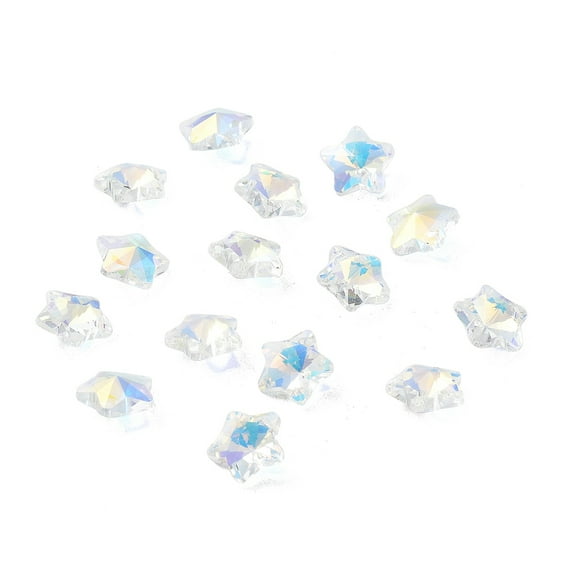 50pcs Glass Faceted Star Clear 13x13.5x7mm Hole: 1.2mm