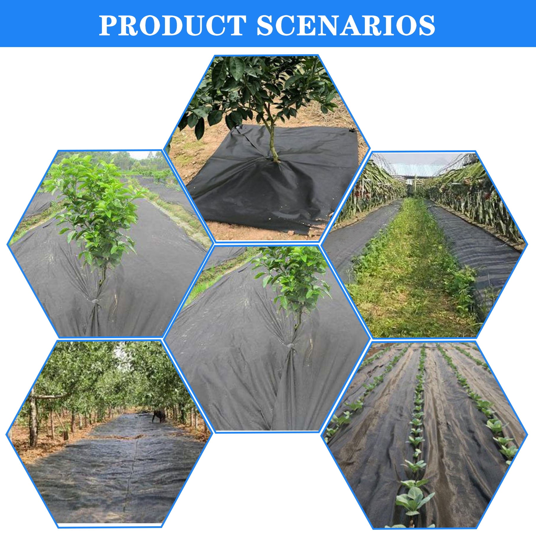 Garden Weed Barrier Fabric Multi Size Heavy Duty Landscape Weed Blocking Plastic Roll Cloth Water Permeable
