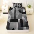 thumbnail image 3 of Homewish Black Gray Geometric Twin Sheets,Abstract Aesthetic Bedding,3-Piece,1 Fitted Sheet and 1 Pillowcase, 3 of 6