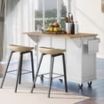thumbnail image 3 of Chariot de Cuisine K&K avec Comptoir Rabattable en Bois de Caoutchouc, Étagères de Rangement Internes pour Porte d'Armoire, Îlot de Cuisine Roulant sur 5 Roues avec Tablettes Ajustables et 3 Tiroirs pour Salle à Manger, Blanc (un Paquet), 3 of 12
