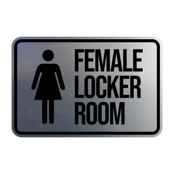 Classic Framed Female Locker Room Sign (Navy Blue / White) - Large