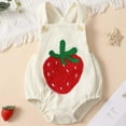thumbnail image 2 of Odeerbi Baby Girls Clothes Strawberry Corduroy Rompers Summer Jumpsuits Infant Cute Towel Strawberry Embroidered Sling Bodysuit Sleeveless Short Onesie Red, 2 of 9