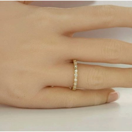Round Cut Simulated Diamond Stunning Wedding Band Ring In 14k Yellow Gold Plated