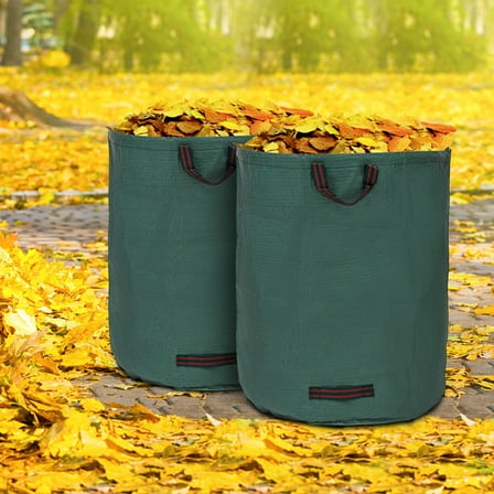 Miumaeov 2-Pack 132 Gallon Lawn Leaf Waste Bag Folding Reuseable Gardening Bag W/ Supporting Frames