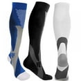 thumbnail image 1 of 3 Pairs Sport Compression Socks Men & Women, 20-30 mmHg Graduated Knee High Stocking for Running Marathon, Basketball, Varicose Veins, Nursing "L/XL", 1 of 10