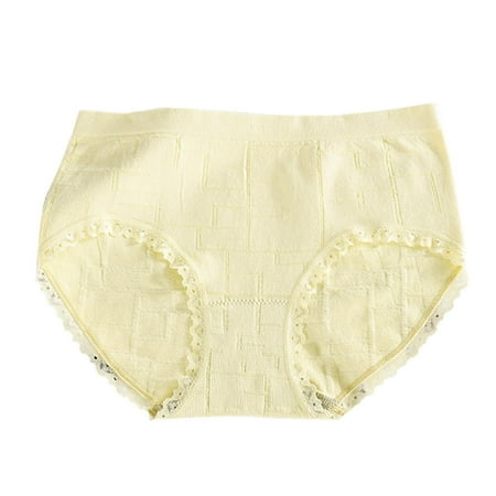 

Youmylove Women Underwear Solid Color Breathable Thongs Comfortable Female Intimates Yellow Sexy Lingerie Briefs Underpants 1PC Bragas De Mujer