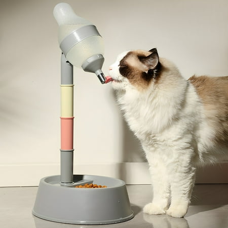 Pet Standing Water Dispenser Cat Dog Standing Bowl with Detachable Pole Automatically Feeding Water Height Adjustable