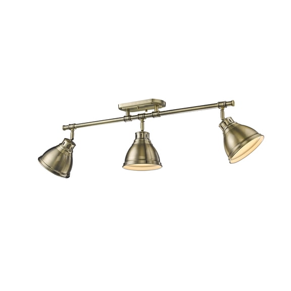 golden lighting duncan 3 light semi-flush - track light in aged brass with seafoam shades