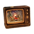 thumbnail image 3 of Bola de nieve navideña con forma de televisor, adorno central musical, iluminado Papá Noel retro dorado, 3 of 8