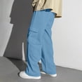 thumbnail image 2 of kpoplk Boys Sweatpants Boys Athletic Joggers Pants Kids Youth Open Bottom Pants with Pockets Drawstring(Sky Blue,10-11 Y), 2 of 7