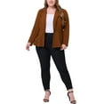 thumbnail image 2 of Agnes Orinda Women's Plus Size Blazer Button Notch Panel Ruffle Peplum Blazers with Pocket 4X Brown, 2 of 6