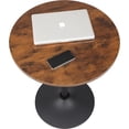 thumbnail image 4 of 23.6inches Round Cocktail Bar Table with Metal Base, Tall Bistro Pub Table, Adjustable 27.9''-35.4'' Counter Bar Height for Kitchen, Living Room, Easy Assembly, Rustic Brown, 4 of 8