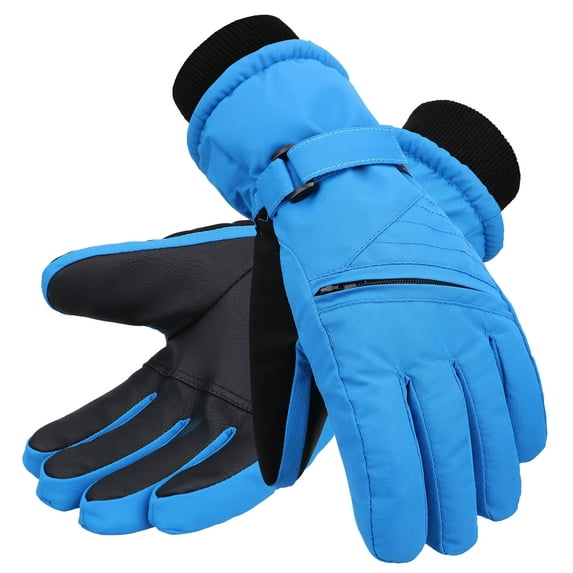 Kids' Zippered Pocket Ski & Snowboarding Gloves,Royal,S(4-6 Years)