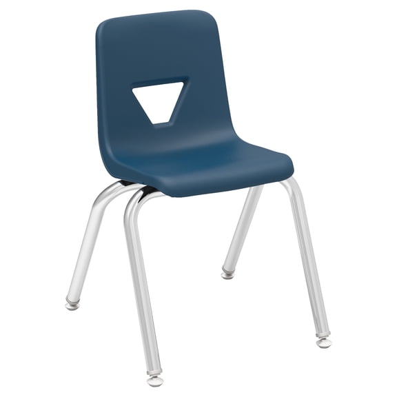 Lorell 14" Seat-height Stacking Student Chairs - Four-legged Base - Navy - Polypropylene - 4 / Carton