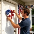 thumbnail image 5 of 11 Inch Patriotic Tinsel Wreath for Front Door, Red White and Blue Hanging Decorations for 4th of July, Memorial Day, and Independence Day, Glitter Wreath for Home (A), 5 of 5