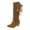 Brown, variant on Fringe Boots for Women Boho Cowboy Cowgirl Mid Calf Western Ankle Pull on Fashion Short Booties Walking Shoes