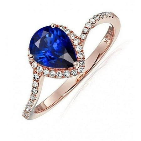 Diamond Blue Pear Sapphires Ring - Limited Time Sale: 1.25 Carat Pear Cut Blue Sapphire and Diamond Engagement Ring