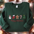 thumbnail image 2 of Embroidered Gingerbread Xmas Sweatshirt, Embroidered Snowman Sweatshirt, Embroidered Christmas Stock Sweatshirt, Candy Cane Shirt, Pine Tree, 2 of 5