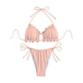 thumbnail image 4 of Trajes de Baño de Bikini de Mujer de Color Sólido Estilo Dividido con Correas Desmontable Sostén Acolchado Ocasional Verano Playa de Vacaciones, 4 of 6