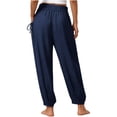 thumbnail image 4 of Dolkfu Regular Fall&Winter Pants for Women Blue Jogger Cotton Blend Refined Mid-Waist Joggers Sweatpants Solid Casual Elastic Waist Pants Navy,M, 4 of 5