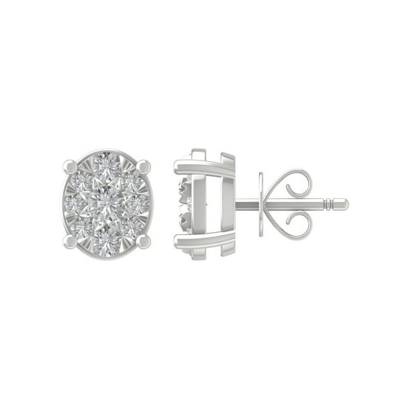 ARAIYA 10K White Gold Round Diamond Stud Earrings (1/8 cttw, I2-I3 Clarity, I-J Color)