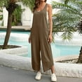 thumbnail image 2 of lcziwo Dollar Sales, Tulip Hem Wide Leg Jumpsuits for Women 2025 Summer Dressy Sleeveless Cotton Linen Rompers Loose Fit One Piece Jumper Pants with Pockets, 2 of 9