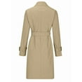 thumbnail image 4 of Women'S Double Breasted Long Sleeves Long Trench Coat Windproof Classic Lapel Slim Overcoat with Belt Khaki L, 4 of 5