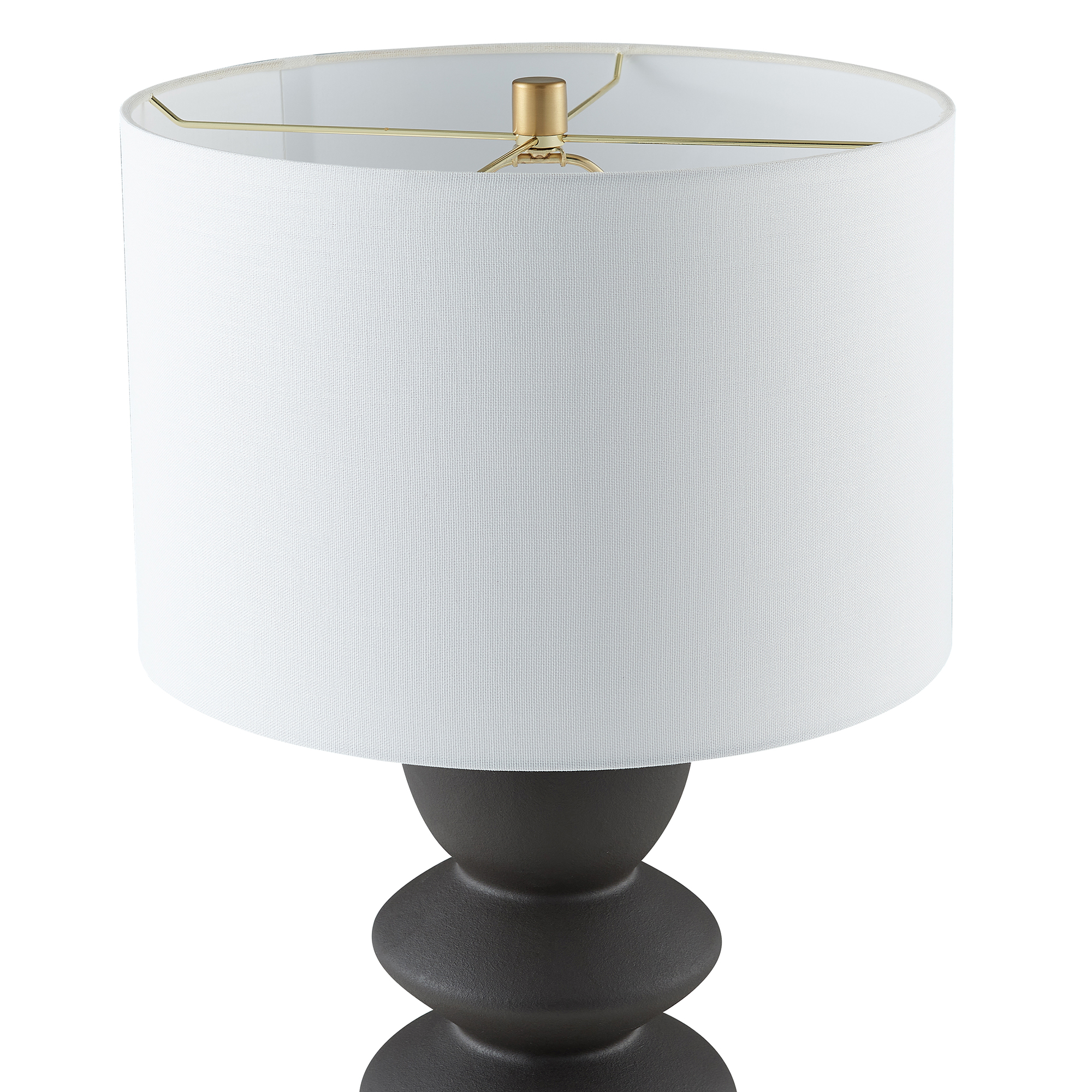 Cassian 25" Tall Table Lamp with Fabric Shade in Matte Black/Brass/White