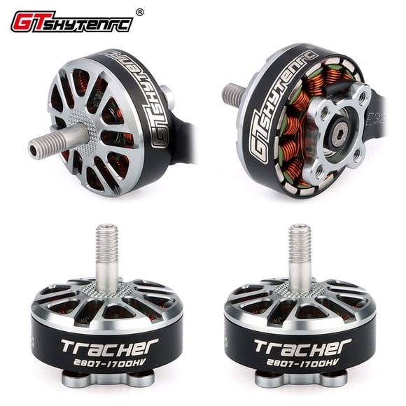 GTSKYTENRC Traqueur 2807 1700KV Moteur Sans Balais Ensemble de 4 - Haute Puissance 900W, Adapté aux Cellules 3S-6S, Idéal pour Hélices de 6 Pouces-7 Pouces, Léger 47.9g Chacun, Parfait pour Applications RC