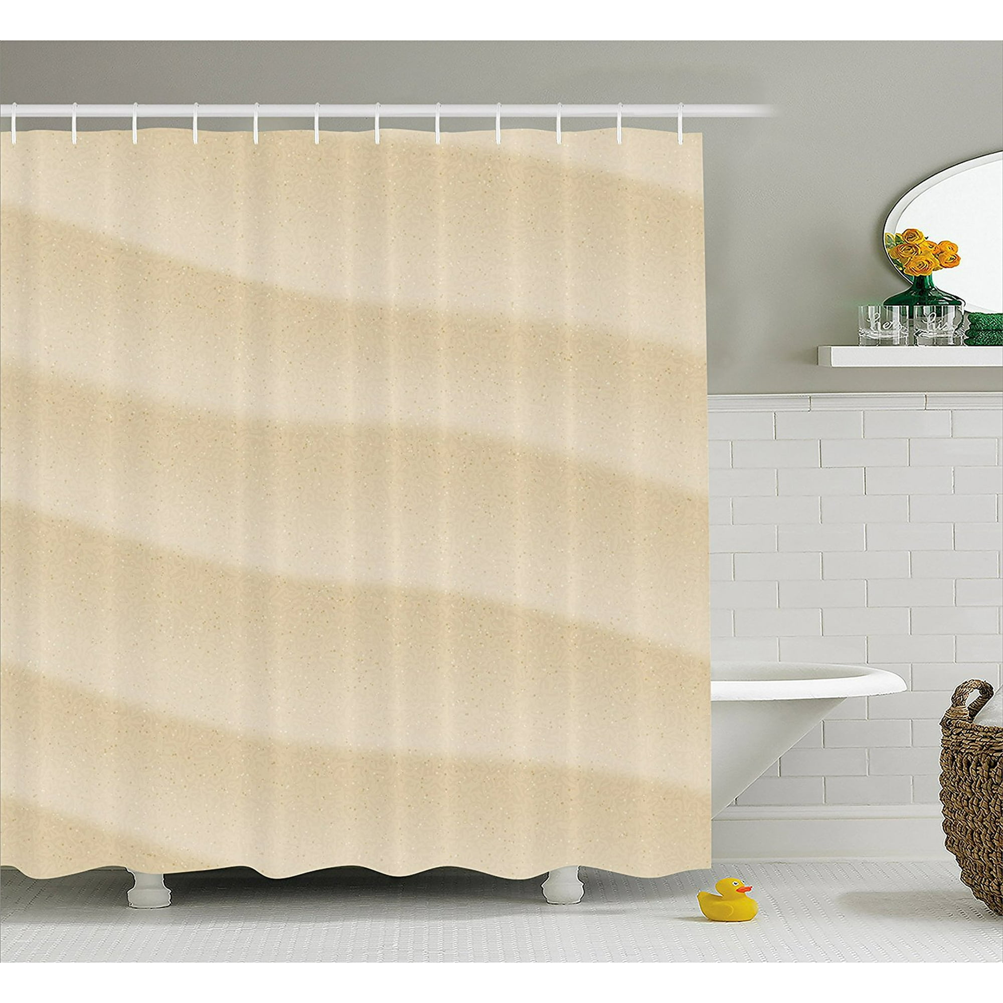 Ivory Shower Curtain By Sand Pattern With With Lines Tropical