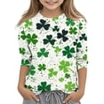 thumbnail image 1 of Posijego T-Shirt Filles Garçons Fête de la Saint-Patrick Manches 3/4 Col Rond Graphique Tee Ample Décontracté, 1 of 5