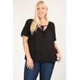thumbnail image 2 of Plus Size Solid Top With A Necktie, Pleated Detail, And Flutter Sleeves 3XL, 2 of 6