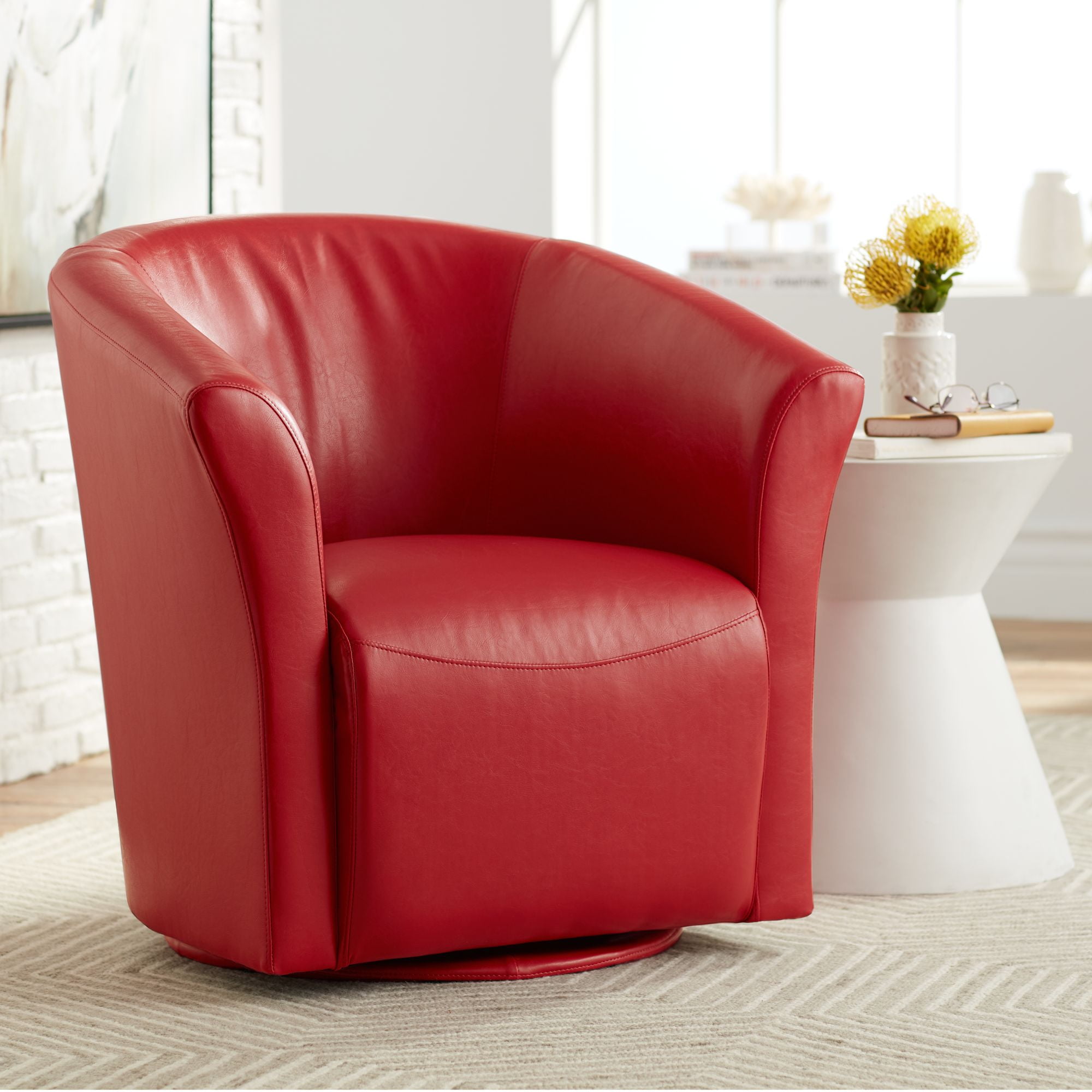 Studio 55D Rocket Rivera Red Swivel Accent Chair