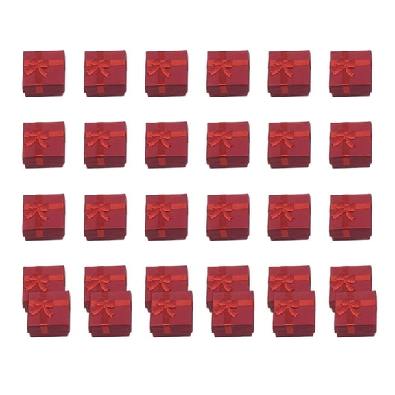Necvior 30pcs Small Cardboard Jewelry Gifts Boxes with Lid and Bowknot Portable for Rings Earrings Necklaces Pendants Display
