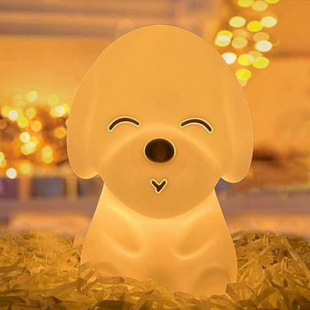 

Dosaele Cute Dog Night Light for Kids Silicone LED Baby Night Lamp USB Rechargeable with 7 Color Changing Decor Nightlight Touch and Portable Color Changing Toys Lamp