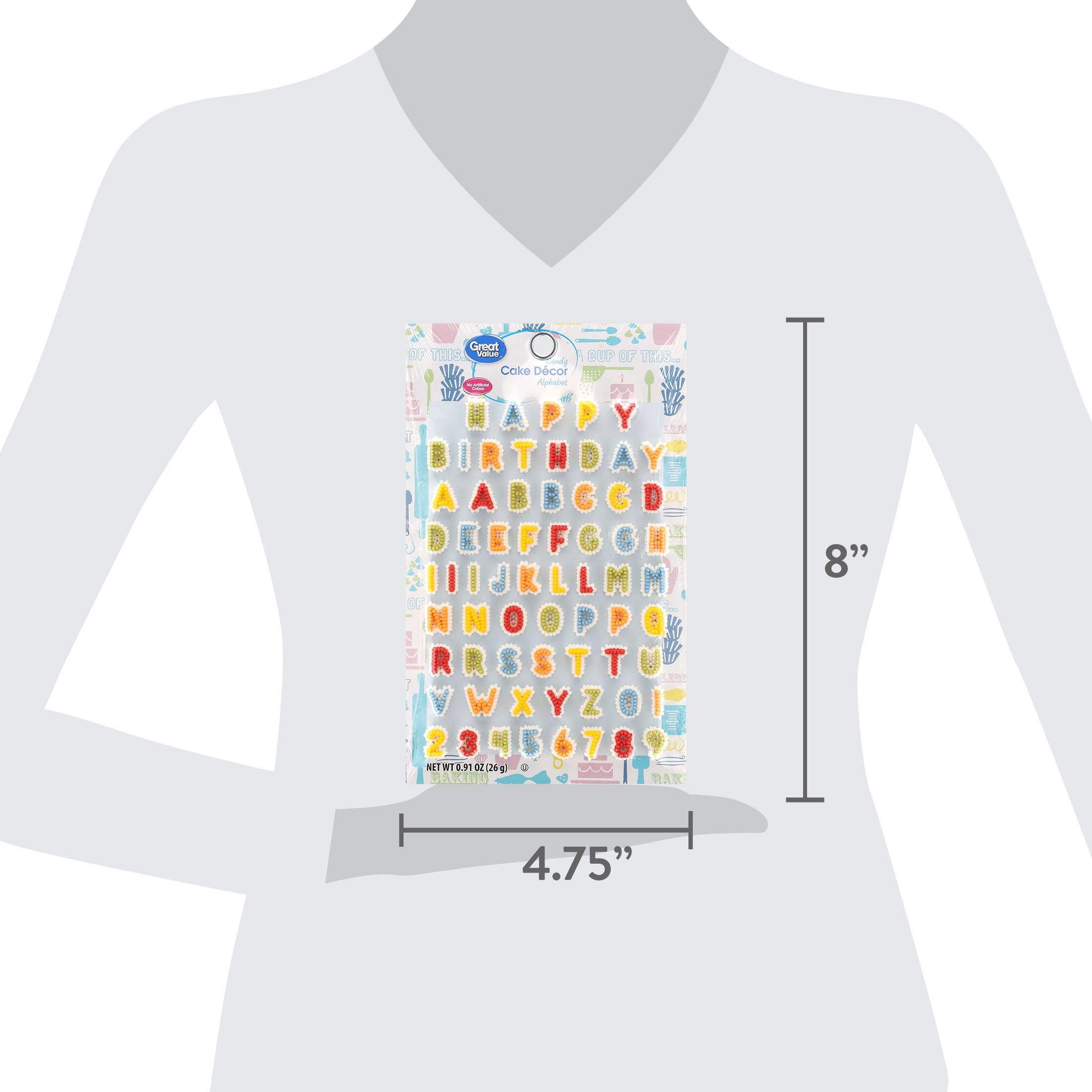 Great Value Candy Cake Decor, Alphabet, 0.91 oz