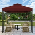 thumbnail image 5 of COOS BAY 8x8 Outdoor Patio Gazebo with Corner Shelves, Two-Tier Soft Top Canopy for Backyard, Lawn, Deck and Garden, Red, 5 of 9