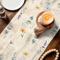 thumbnail image 3 of Floral Eucalyptus Leaves Table Runner - 60 Inch Long Daisy Summer Botanical Vintage Cotton and Linen Blended Dress Scarves Farmhouse Table Runner for Kitchen Dining, Coffee Table, 13" x 60", 3 of 8