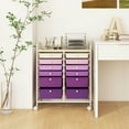 thumbnail image 2 of Costway 12-Drawer Rolling Storage Cart Organizer Cart with 2 Sizes Plastic Drawers Macaron Purple, 2 of 10