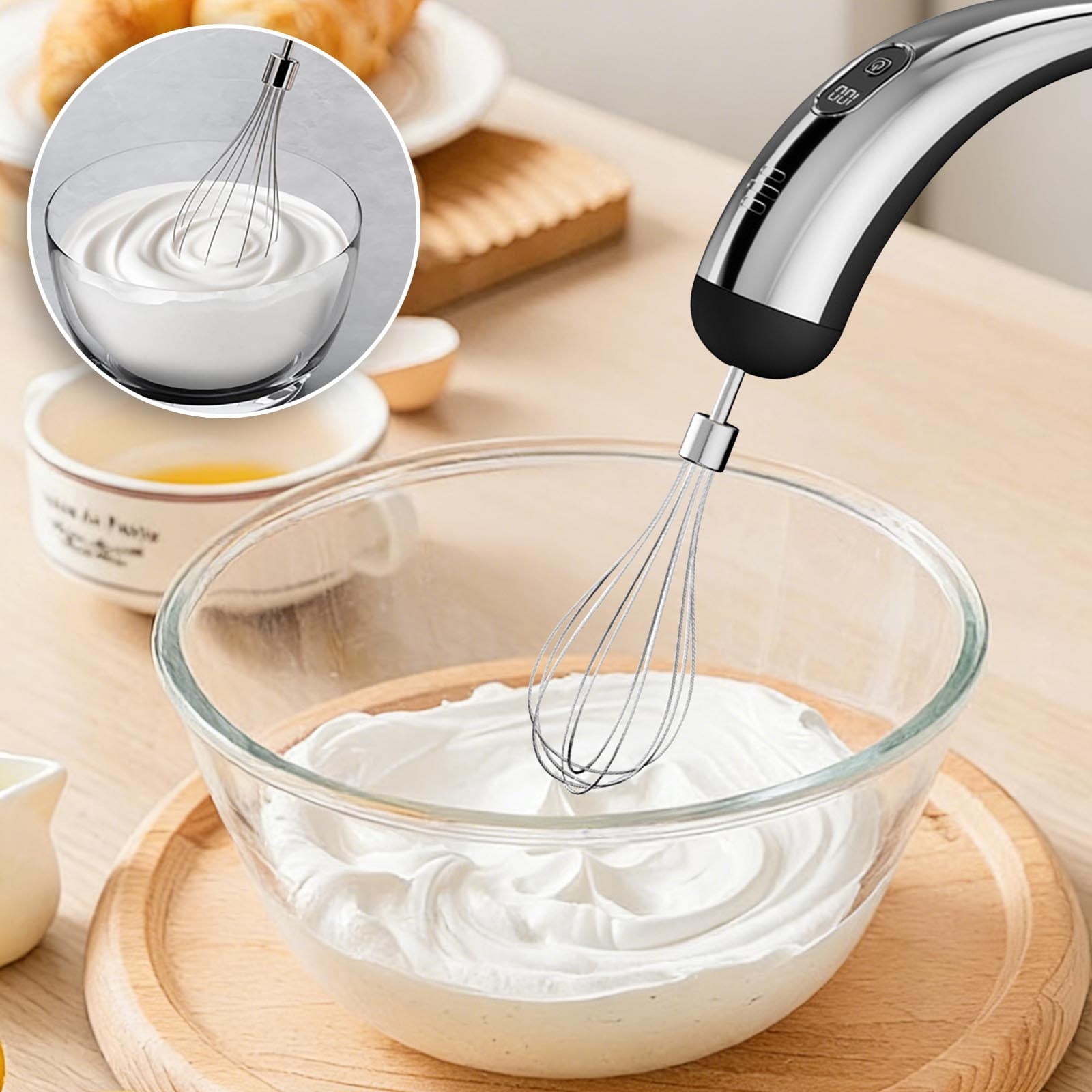 Specollect 4 Pcs Wireless Hand Mixer, Rechargeable Portable Egg Beater for Baking, for Cake Cream Eggs Batter Kitchen Cooking