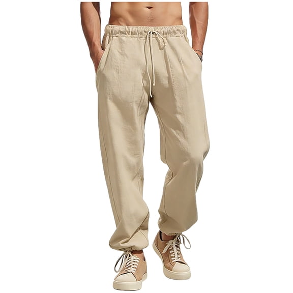 Erwazi Mens Jogger Pants Elastic Waist Drawstring Cotton Casual Joggers
