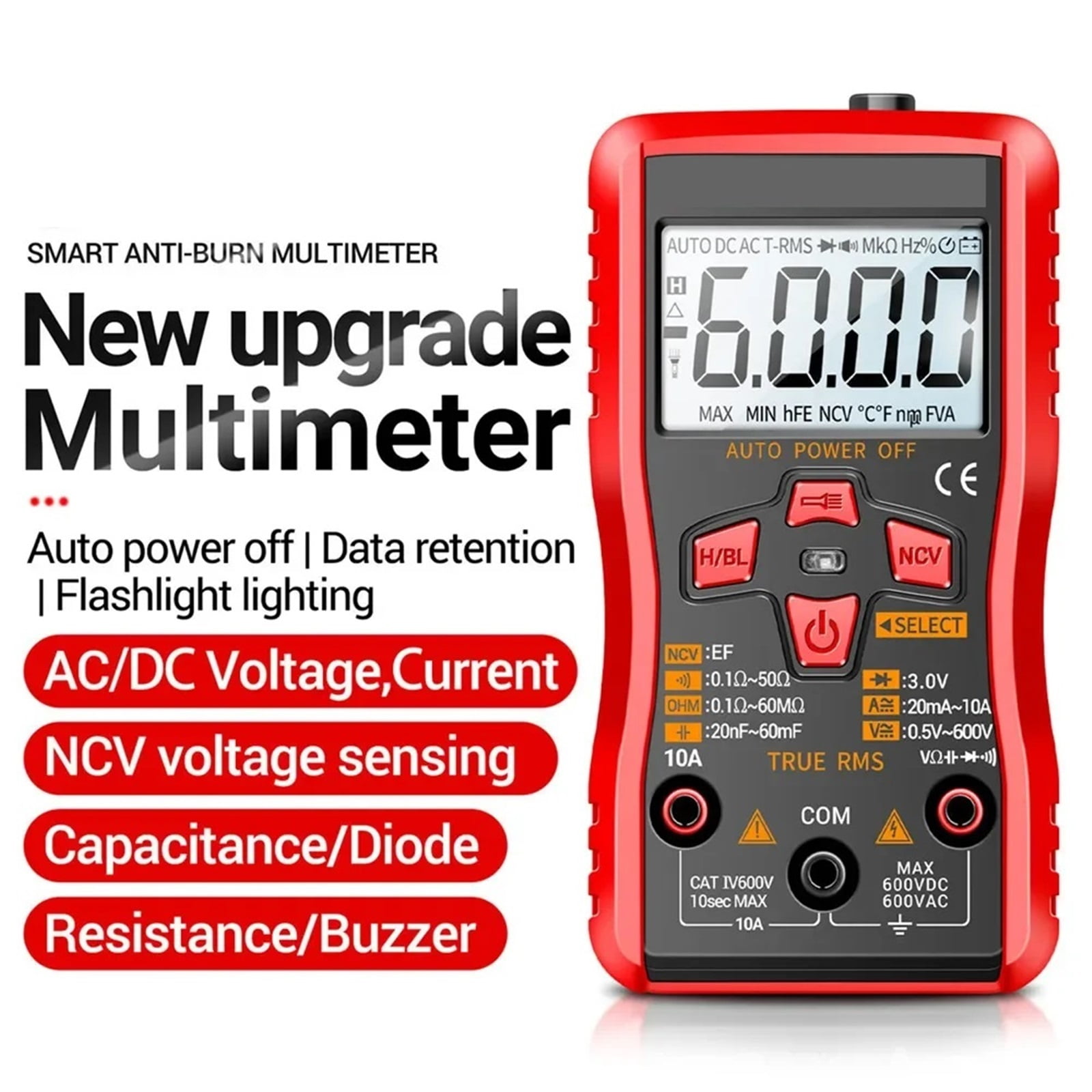 Mini Multimeter 6000 Counts Digital Tester True Rms Auto Mmultimetro Tranistor Meter With NCV Data Hold Test Tools ,Battery Test