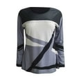 thumbnail image 4 of Ichuanyi Womens Tops, Summer Women's Fashion Casual O-Neck Stitching Contrast Color Long Sleeve T-shirt Blouse, 4 of 5