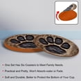 thumbnail image 4 of Paw Print 6PCS Microfiber Leather Round Coasters Set, 11x11 cm/4.3x4.3 in - Drink Coasters for Table, Stylish and Absorbent Cork Backing, Easy to Clean and Durable Mats for Home, 4 of 6