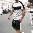 thumbnail image 2 of cllios Mens 2 Piece Sweat Suits Big and Tall Color Block Workout Sets Casual Round Neck Short Sleeve Shirts and Shorts Sports Outfits for Men, 2 of 8
